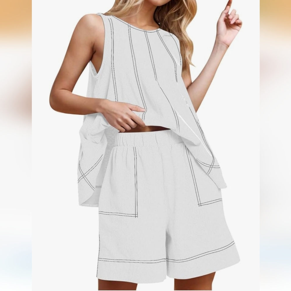 Matching Set Top Shorts NEW Size S WHITE